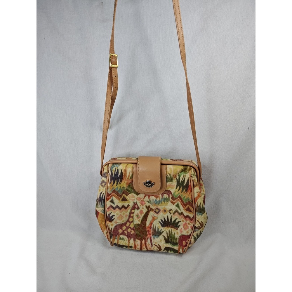 Vintage Saddle River Tapestry Crossbody Bag Giraffe Southwestern‎ Boho Purse 90s